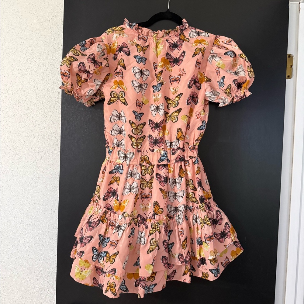 Buddy Love Pink Butterfly Tiered Dress - Picture 2 of 3